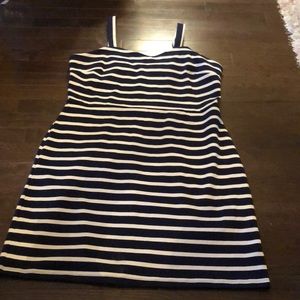 Blue and white striped dress